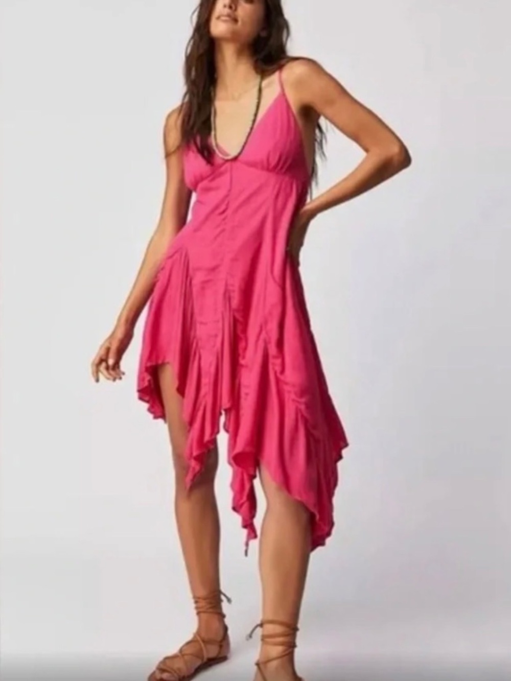 Free People Tumi Tunic Asymmetrical Dress in Fuchsia Pink - Size: Small